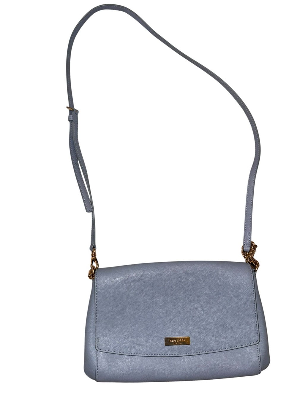 kate spade blue crossbody with gold hardware